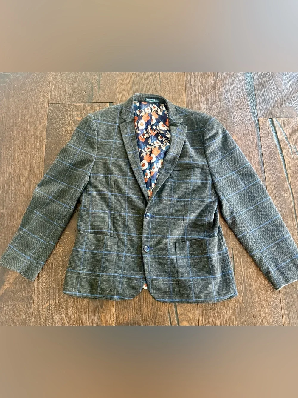 Paisley & Gray Gray Plaid Blazer with Blue Windowpane $225